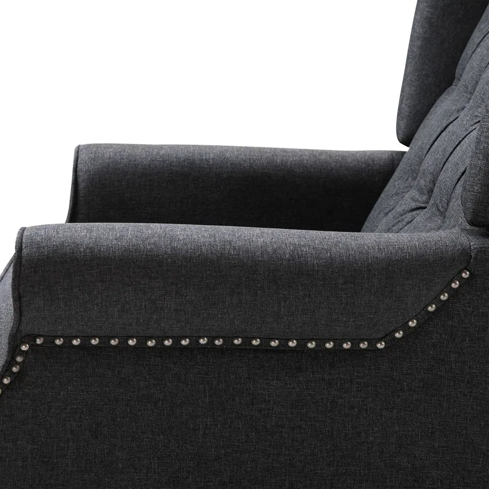 Button Tufted Recliner Armchair - Dark Grey