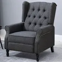 Button Tufted Recliner Armchair - Dark Grey