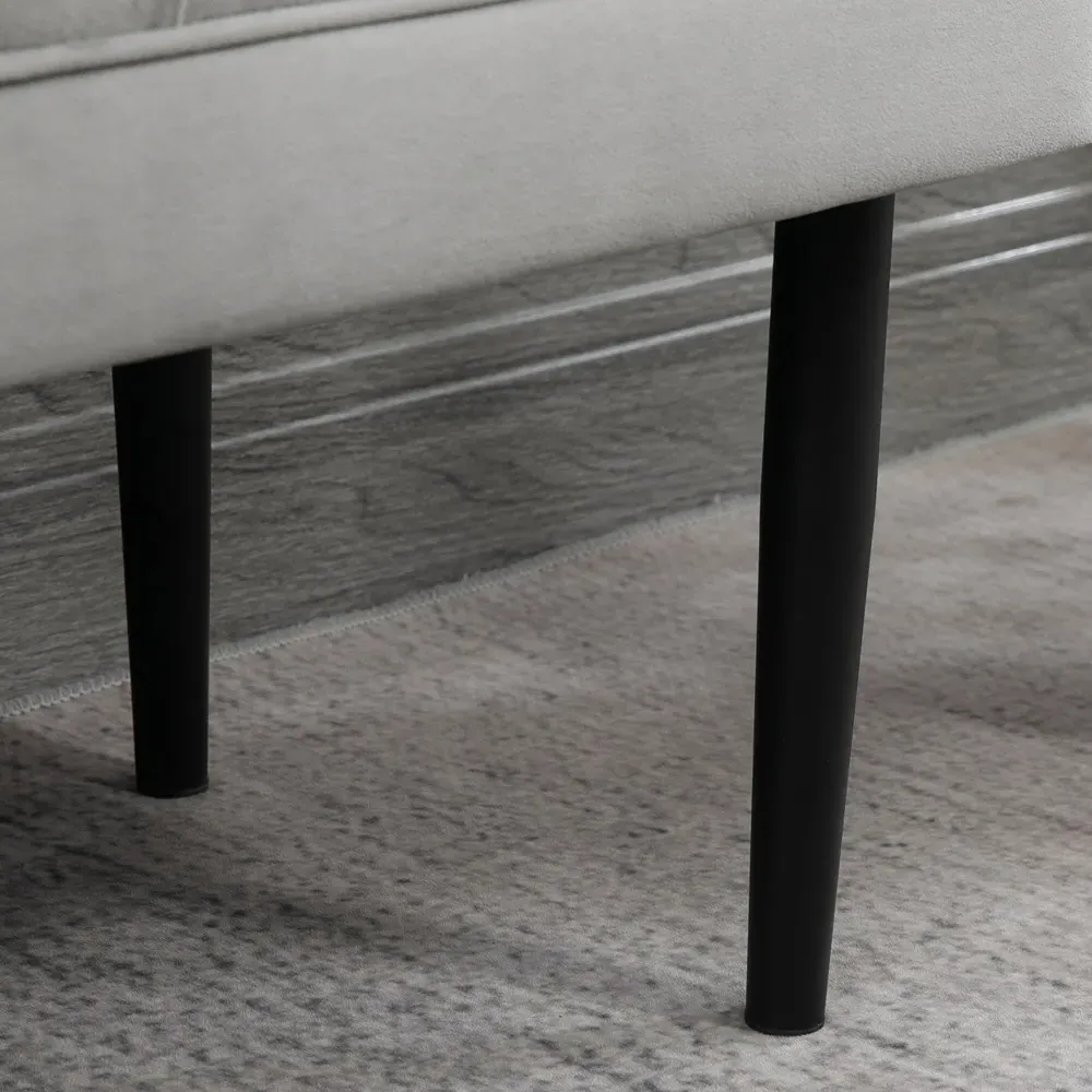 Button Tufted Window Seat - Grey, Velvet