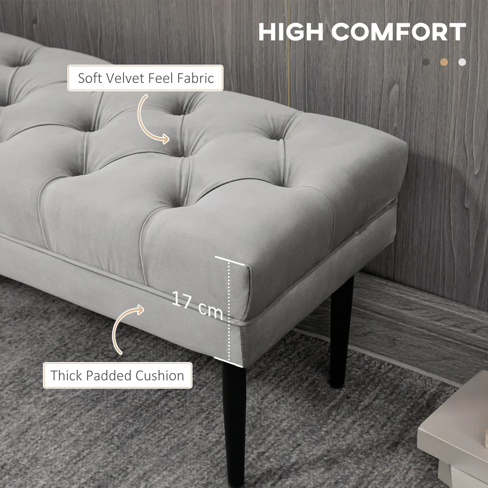 Button Tufted Window Seat - Grey, Velvet