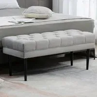 Button Tufted Window Seat - Grey, Velvet