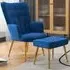 Button Tufted Wing Back Chair with Footstool - Blue