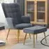 Button Tufted Wing Back Chair with Footstool - Grey