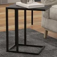 C-Shape Side Table with Marble Effect Top - Black