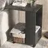 C-Shaped Mobile Side Table with Storage - Black