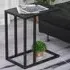 C-Shaped Side Table with Marble Effect Top - Black