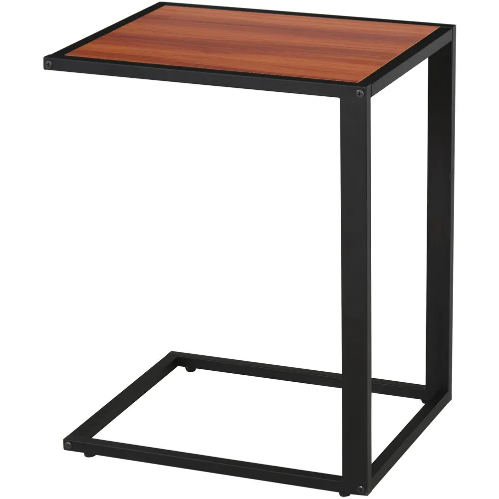 C-Shaped Side Table with Wood Grain Top - Walnut