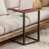 C-Shaped Side Table with Wood Grain Top - Walnut