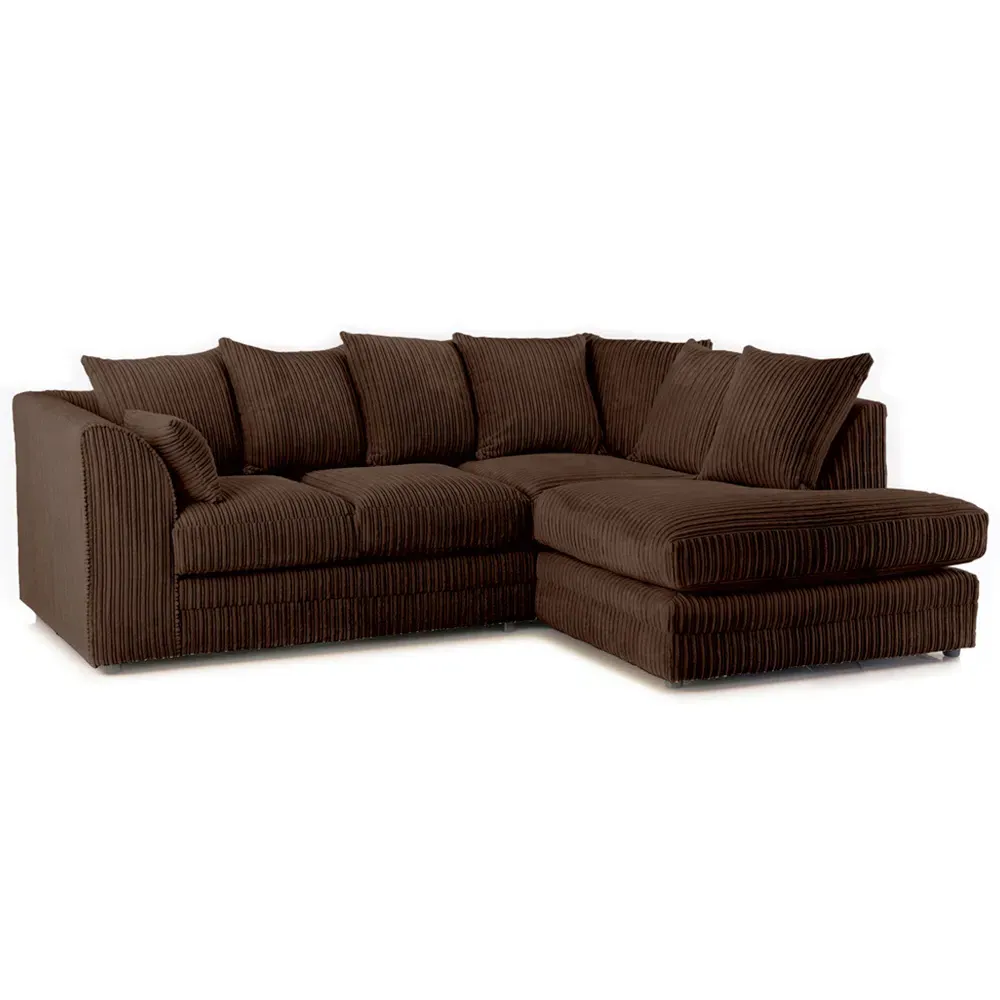 Canolo 3-Seater Left Hand Corner Chaise Sofa - Chocolate, Jumbo Cord