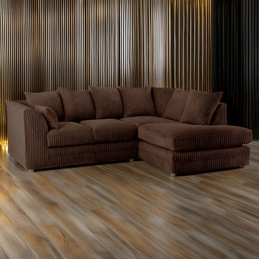 Canolo 3-Seater Left Hand Corner Chaise Sofa - Chocolate, Jumbo Cord