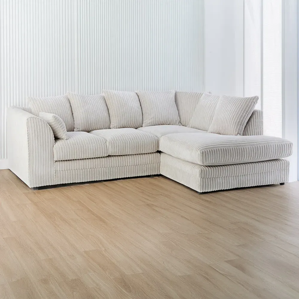 Canolo 3-Seater Left Hand Corner Chaise Sofa - Cream, Jumbo Cord
