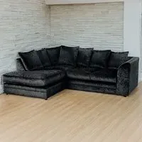 Canolo 3-Seater Right Hand Corner Chaise Sofa - Black, Crush Velvet