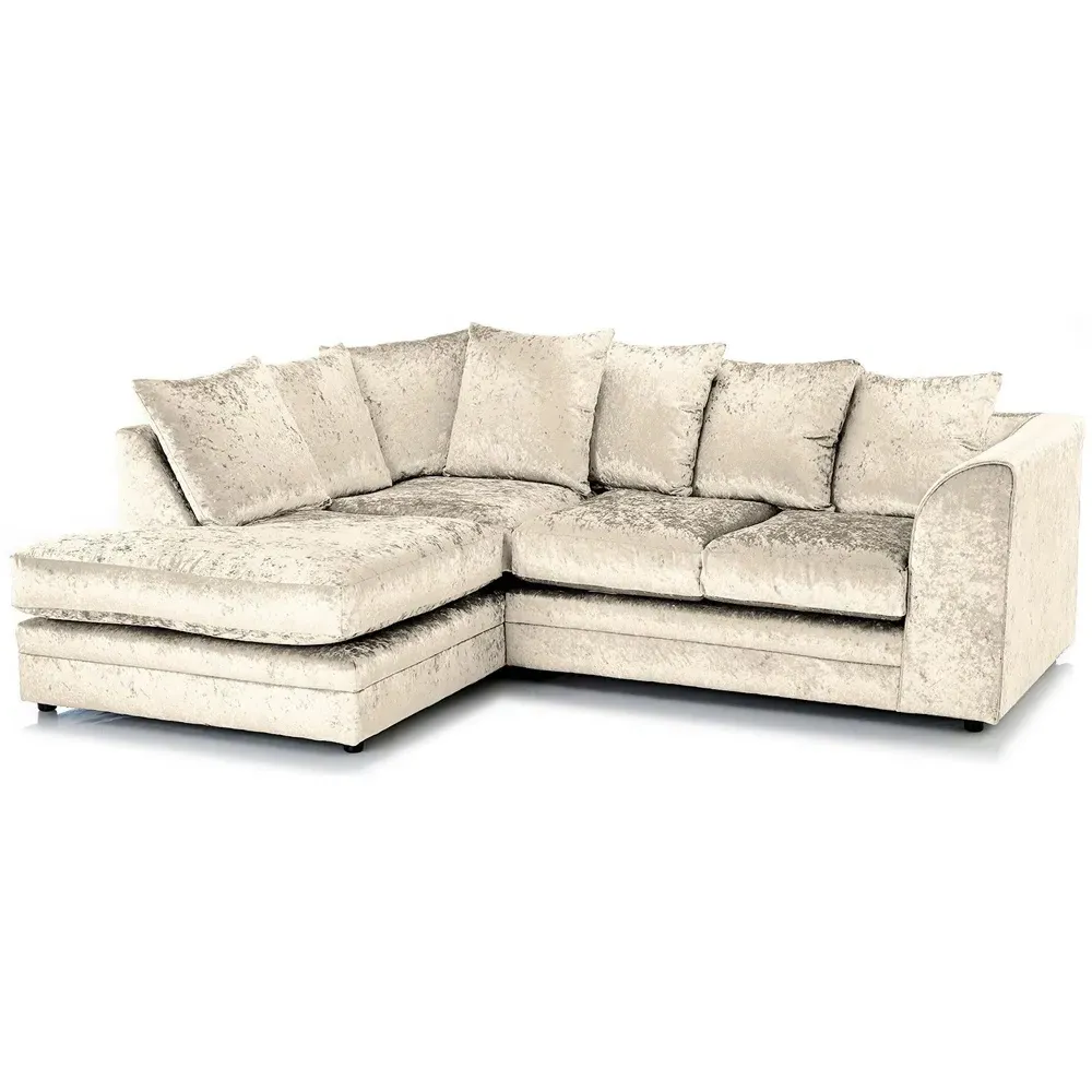 Canolo 3-Seater Right Hand Corner Chaise Sofa - Cream, Crush Velvet