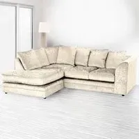 Canolo 3-Seater Right Hand Corner Chaise Sofa - Cream, Crush Velvet