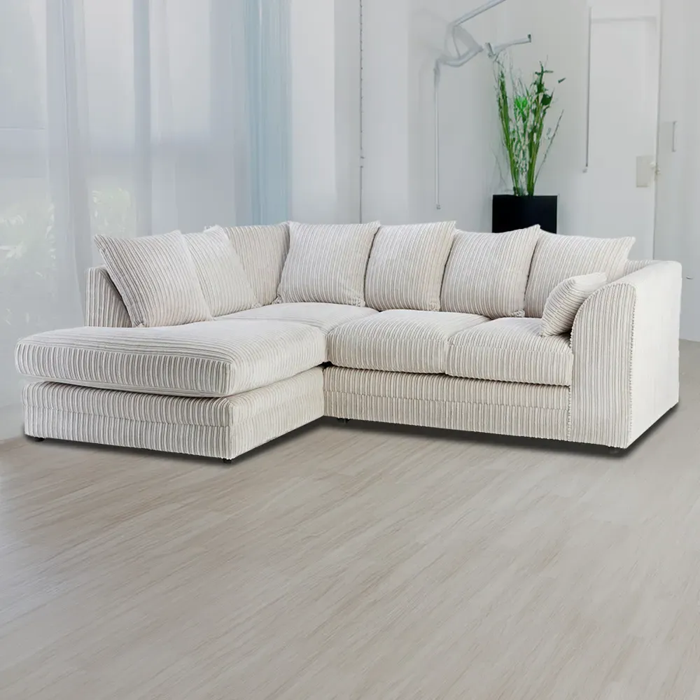 Canolo 3-Seater Right Hand Corner Chaise Sofa - Cream, Jumbo Cord