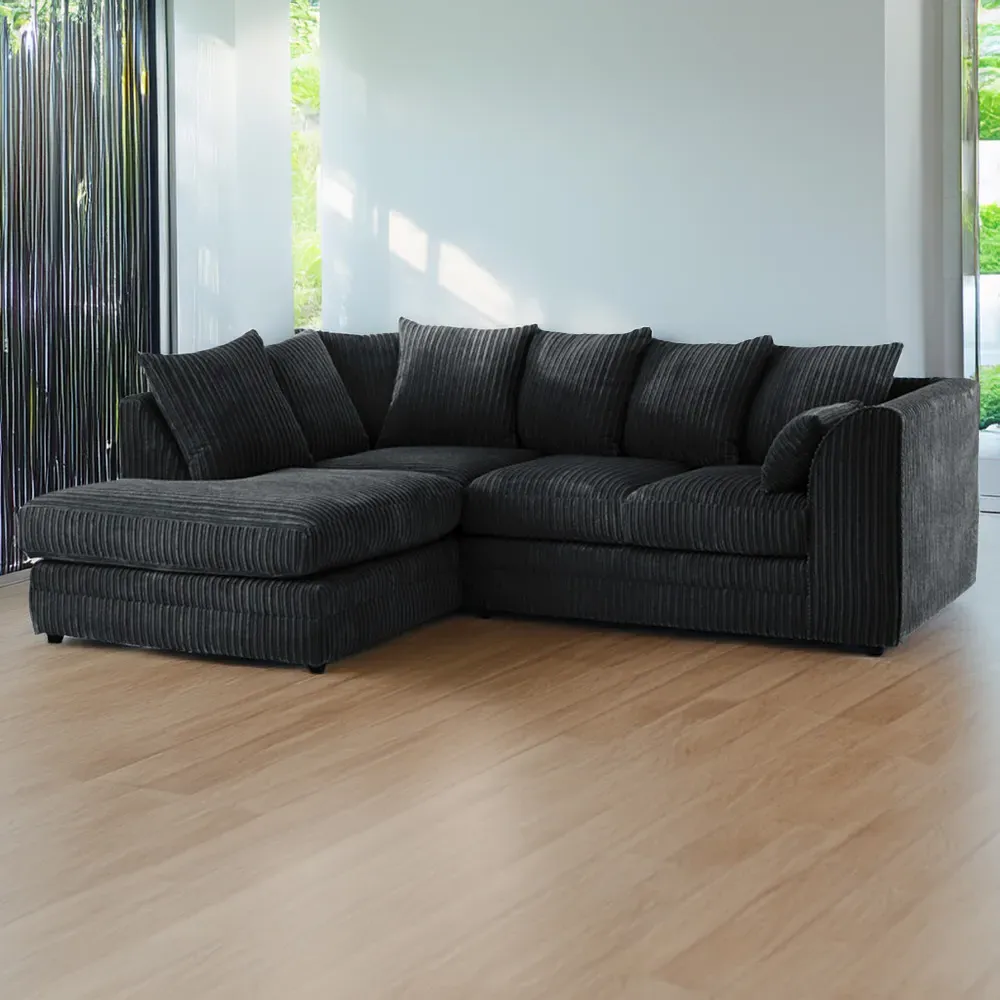 Canolo 3-Seater Right Hand Corner Chaise Sofa - Grey, Jumbo Cord