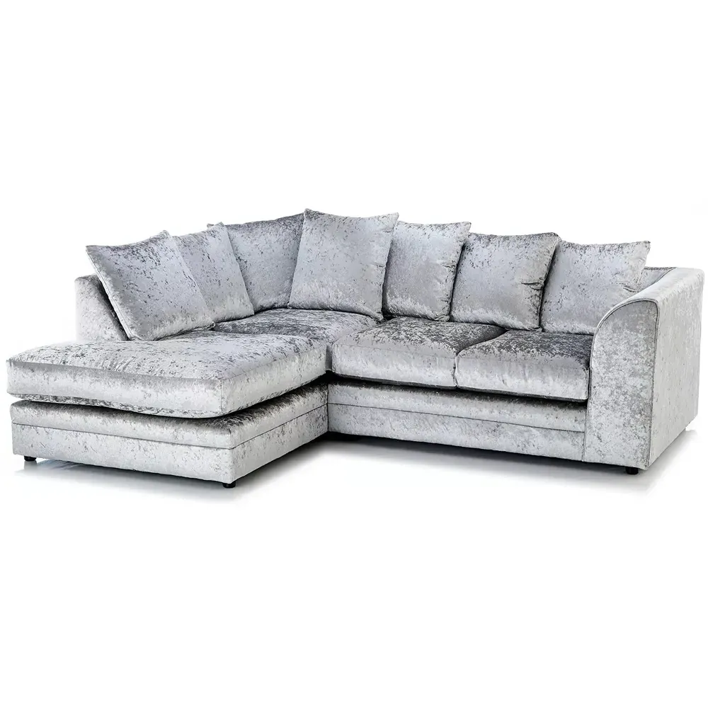 Canolo 3-Seater Right Hand Corner Chaise Sofa - Silver, Crush Velvet