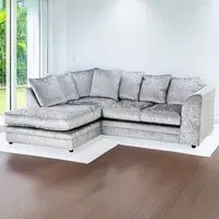 Canolo 3-Seater Right Hand Corner Chaise Sofa - Silver, Crush Velvet