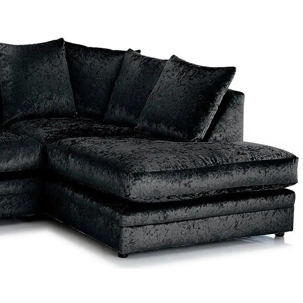 Canolo 4-Seater Corner Chaise Sofa - Black, Crush Velvet