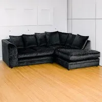 Canolo 4-Seater Corner Chaise Sofa - Black, Crush Velvet