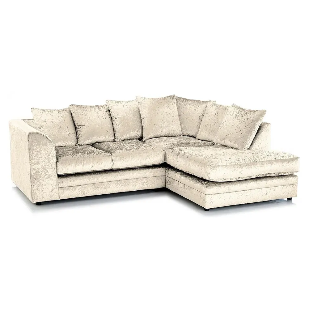 Canolo 4-Seater Corner Chaise Sofa - Cream, Crush Velvet