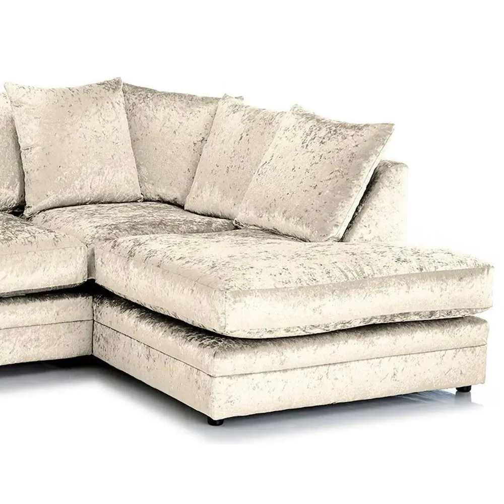 Canolo 4-Seater Corner Chaise Sofa - Cream, Crush Velvet