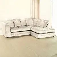 Canolo 4-Seater Corner Chaise Sofa - Cream, Crush Velvet