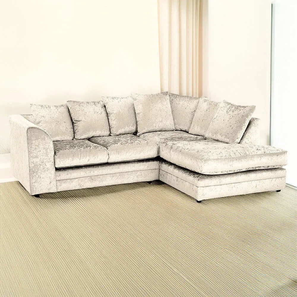 Canolo 4-Seater Corner Chaise Sofa - Cream, Crush Velvet