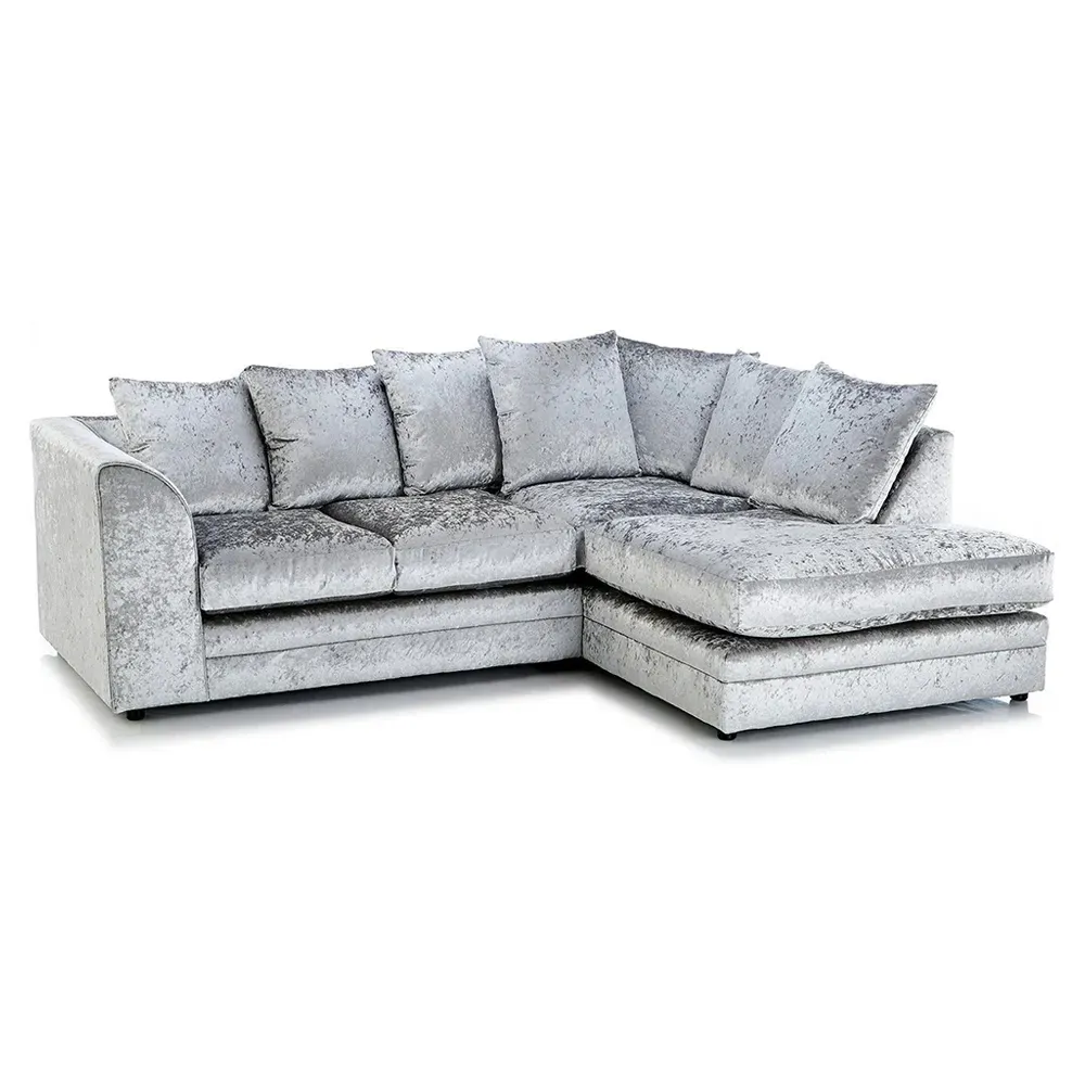 Canolo 4-Seater Corner Chaise Sofa - Silver, Crush Velvet
