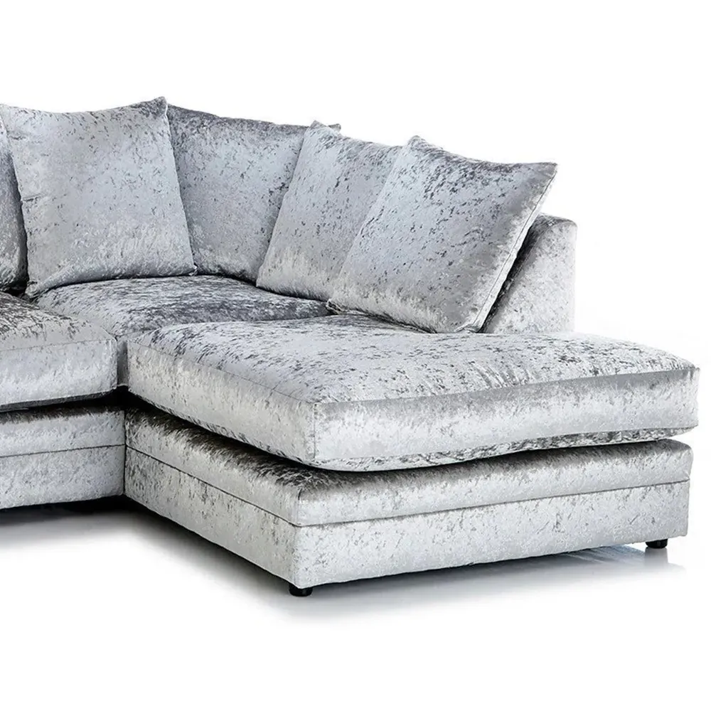 Canolo 4-Seater Corner Chaise Sofa - Silver, Crush Velvet