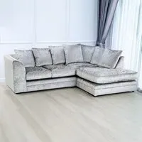 Canolo 4-Seater Corner Chaise Sofa - Silver, Crush Velvet