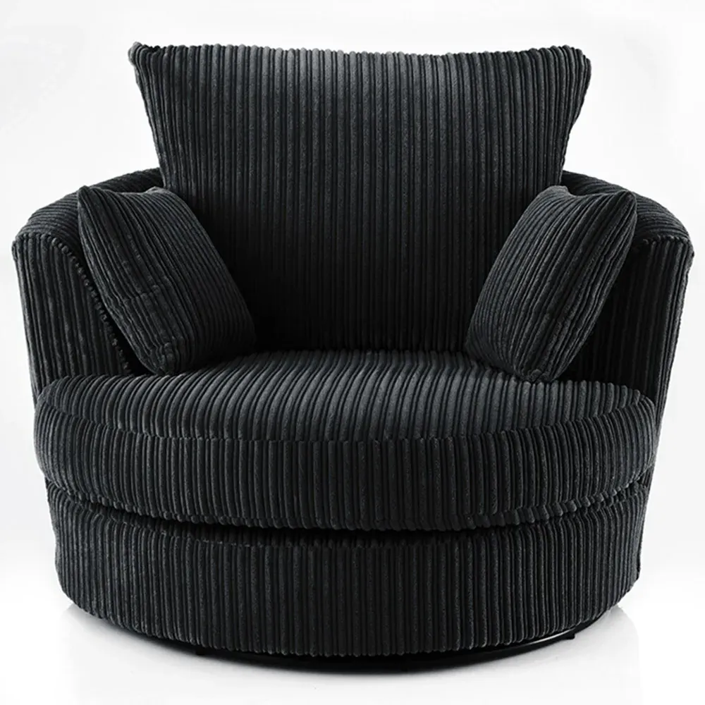 Canolo Swivel Chair - Black, Jumbo Cord