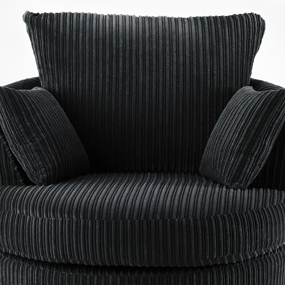 Canolo Swivel Chair - Black, Jumbo Cord