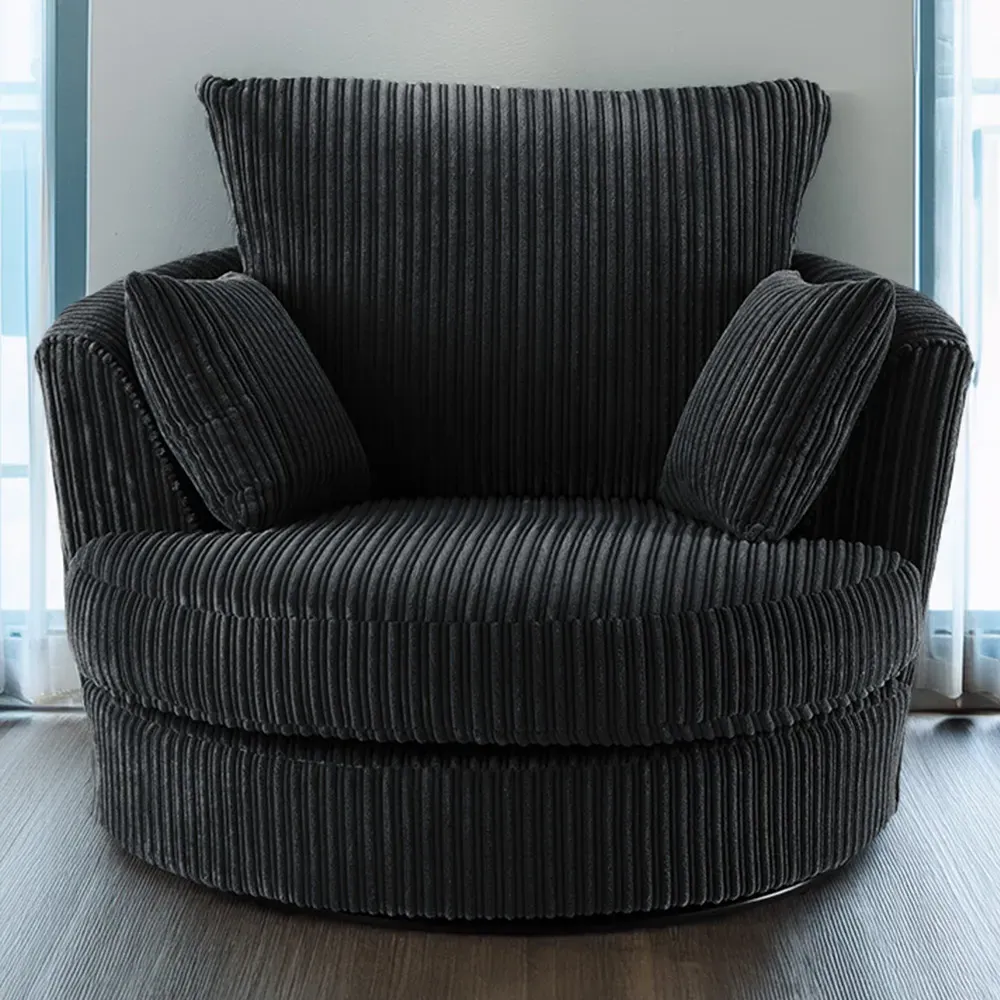 Canolo Swivel Chair - Black, Jumbo Cord