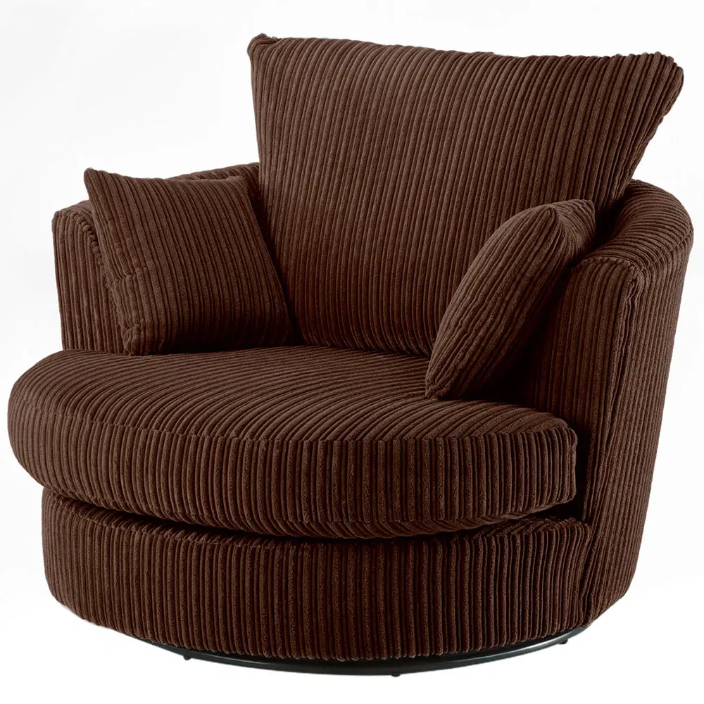 Canolo Swivel Chair - Brown, Jumbo Cord