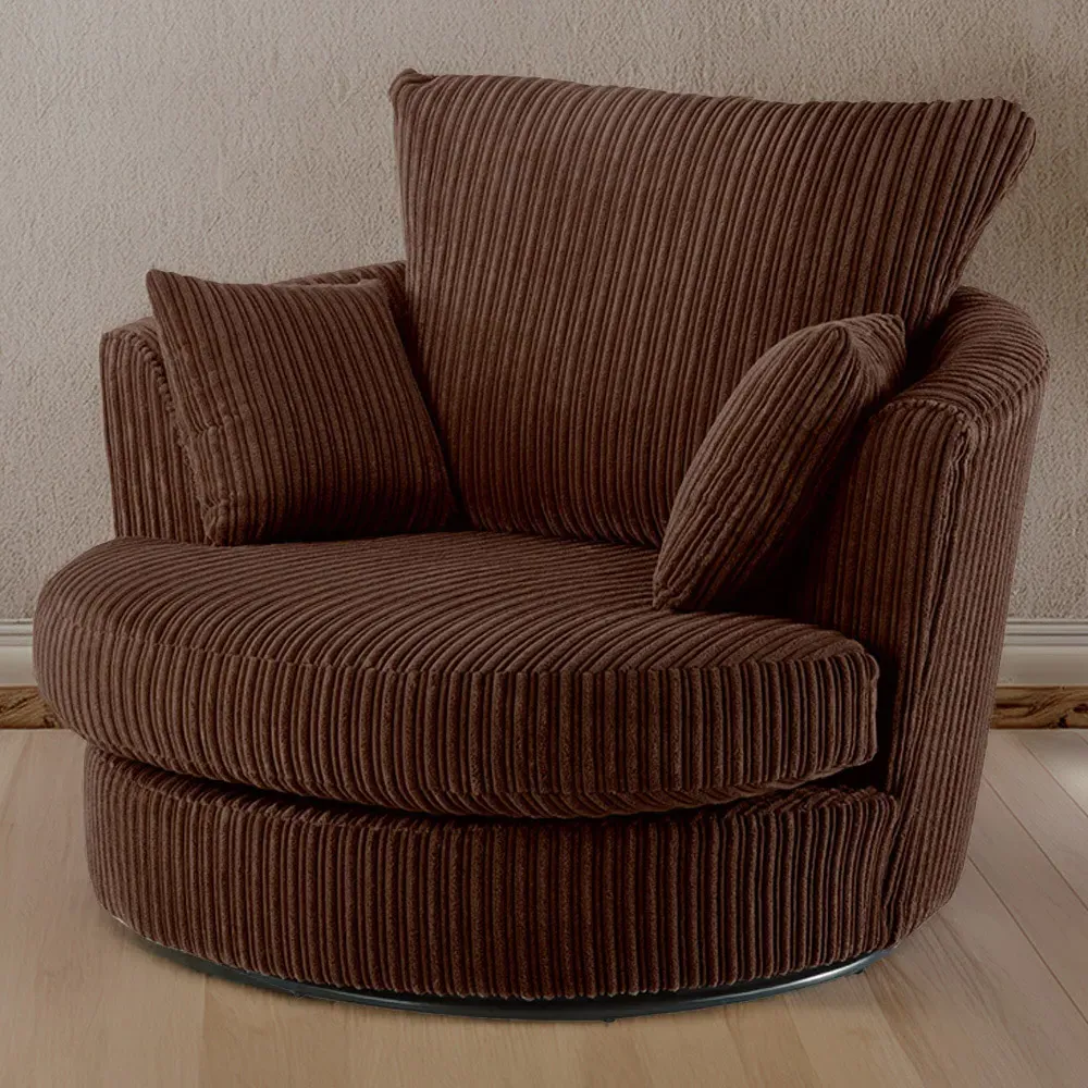 Canolo Swivel Chair - Brown, Jumbo Cord image