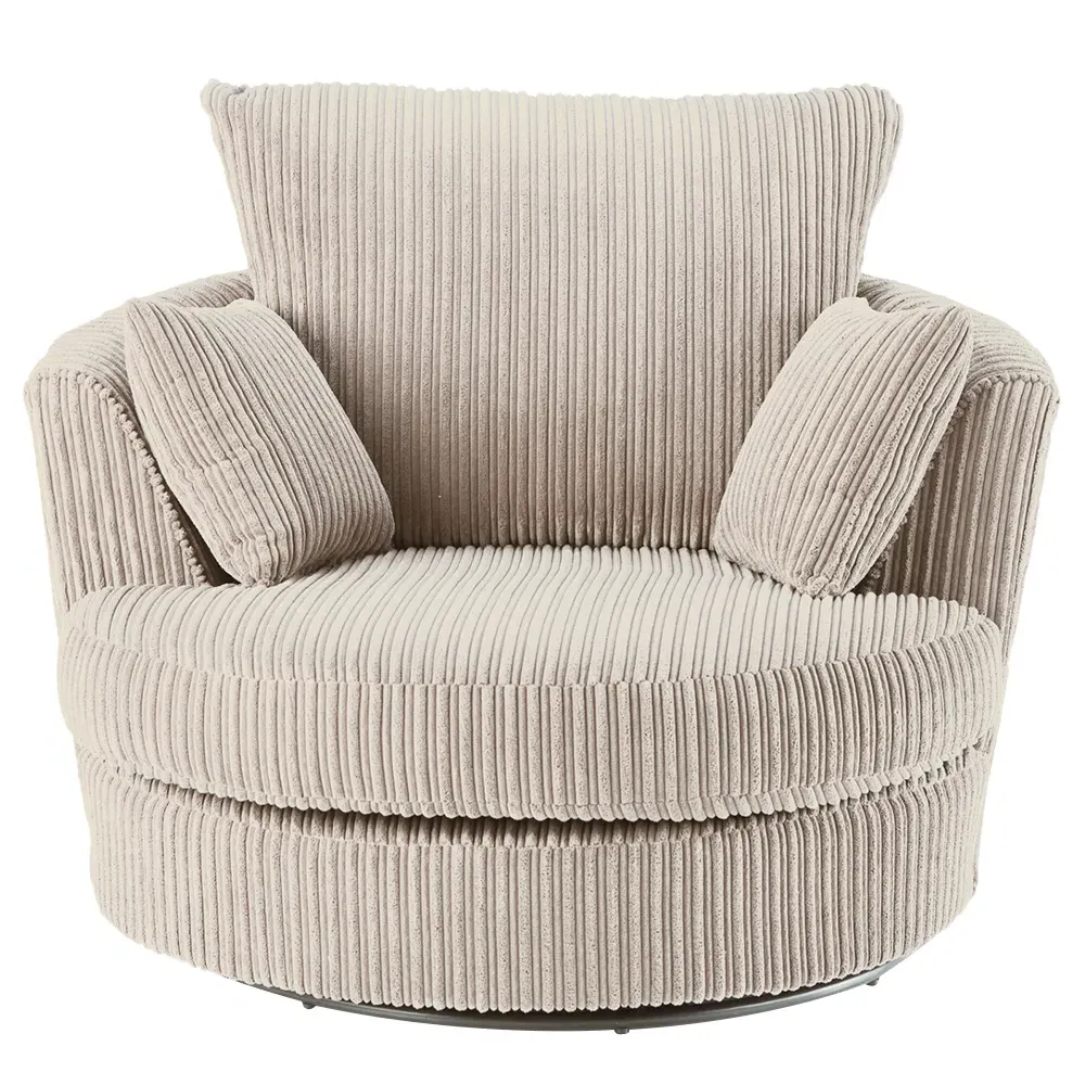 Canolo Swivel Chair - Cream, Jumbo Cord