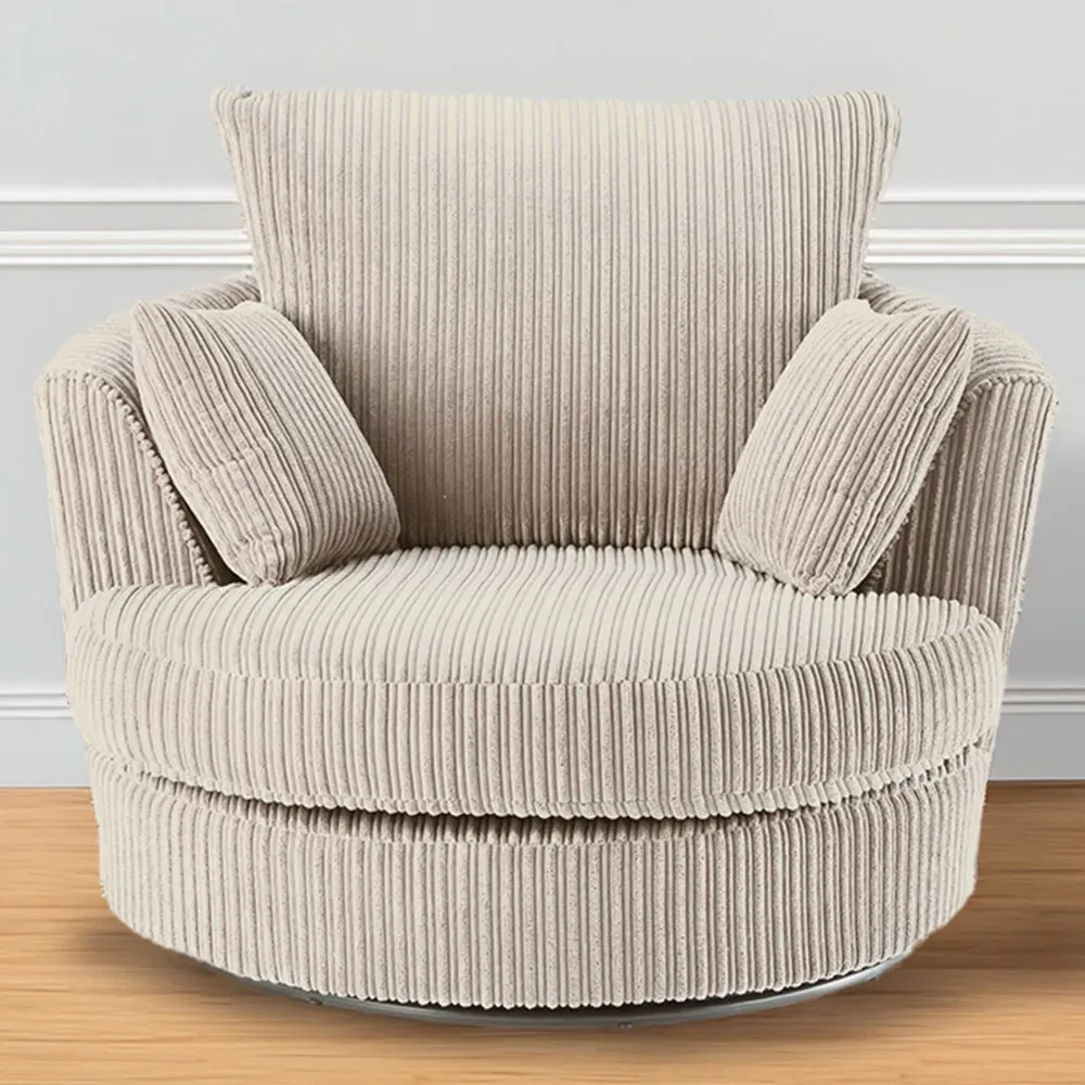 Canolo Swivel Chair - Cream, Jumbo Cord