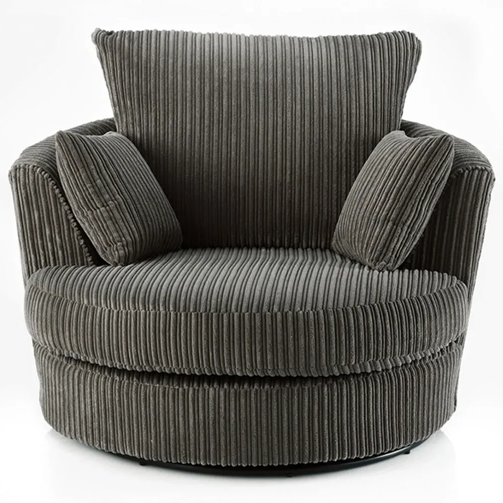 Canolo Swivel Chair - Grey, Jumbo Cord