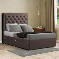 Castle Double Divan Bed with 2 Drawers - Grey, Malham Weave