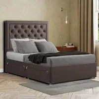 Castle King Size Divan Bed with 2 Drawers - Grey, Malham Weave