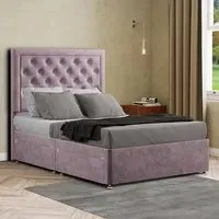 Castle King Size Divan Bed with 2 Drawers - Pink, Plush
