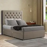 Castle Single Divan Bed with 2 Drawers - Beige, Linen