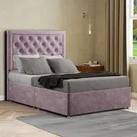 Castle Small Double Divan Bed with 2 Drawers - Pink, Plush
