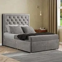 Castle Small Double Divan Bed with 2 Drawers - Silver