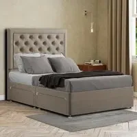 Castle Super King Divan Bed with 2 Drawers - Cream, Linen