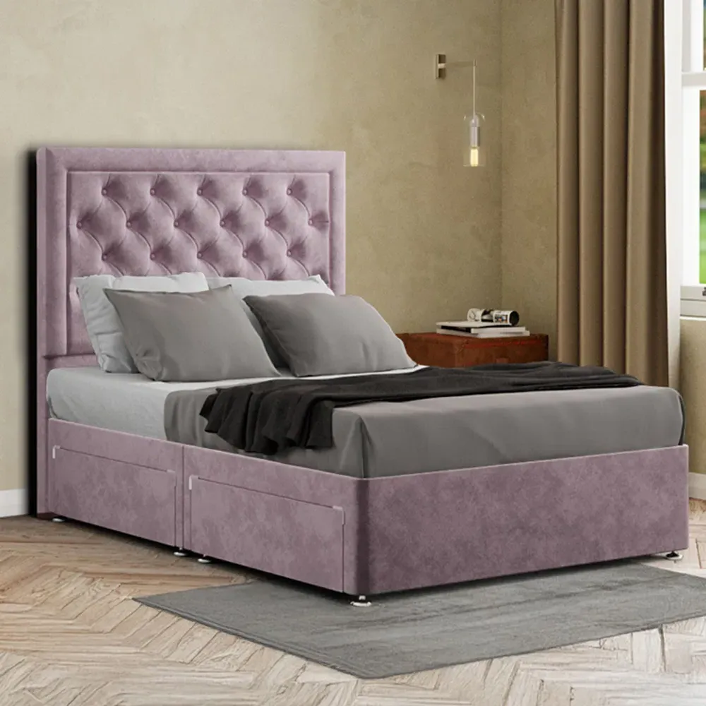 Castle Super King Size Divan Bed with 2 Drawers - Pink
