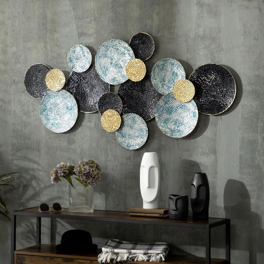 Circle Metal Wall Art Sculpture - Blue