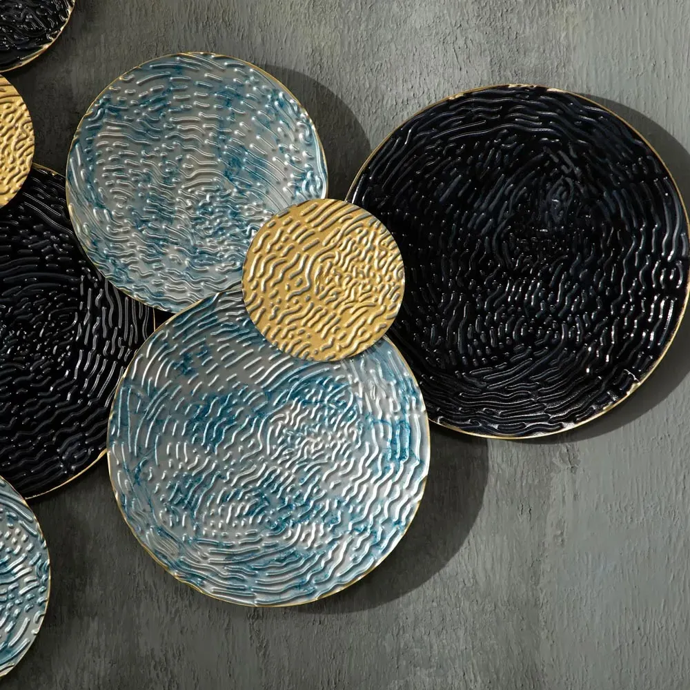 Circle Metal Wall Art Sculpture - Blue