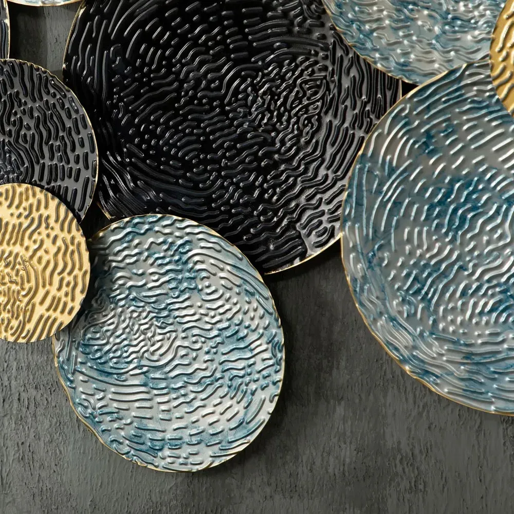 Circle Metal Wall Art Sculpture - Blue